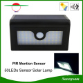 Nuevo 50 LED luces solares impermeable LED jardín exterior patio luz de calle PIR sensor de movimiento panel solar lámpara de pared con batería reemplazable